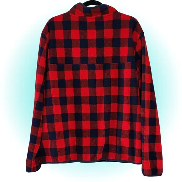 LAND'S END MEN'S RED BLUE FLEECE FLANNEL SWEATSHIRT EUC XXL 50 52 - Picture 2 of 3